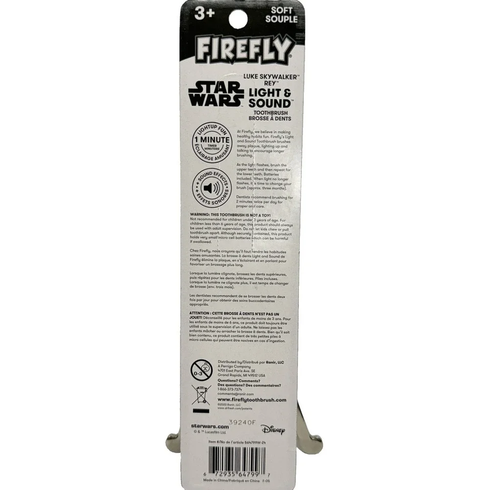 Firefly Kids Soft Toothbrush, Star Wars Lightsaber Luke Skywalker Light & Sounds